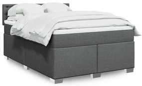 vidaXL Κρεβάτι Boxspring με Στρώμα Σκούρο Γκρι 160x200 εκ Υφασμάτινο