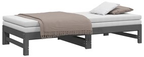 vidaXL Καναπές Κρεβάτι Συρόμενος Γκρι 2x(90x190) εκ. Μασίφ Ξύλο Πεύκου