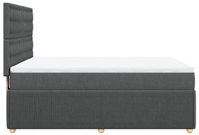 vidaXL Κρεβάτι Boxspring με Στρώμα Σκούρο Γκρι 140x190 εκ. Υφασμάτινο