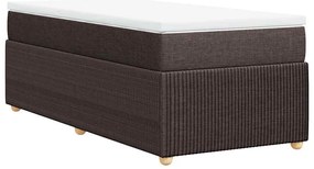 vidaXL Κρεβάτι Boxspring με Στρώμα Σκούρο Καφέ 90x190 εκ. Υφασμάτινο