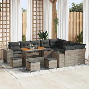 vidaXL Σετ Καναπέ Κήπου Ρυθμιζόμενο ύψος 13 pcs Γκρι συνθετικό ρατάν