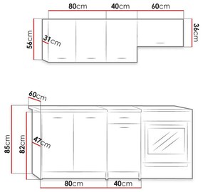 Σετ κουζίνας Trenton 101, 180x60cm, 76 kg, Πάγκος, Πλαστικοποιημένη μοριοσανίδα | Epipla1.gr