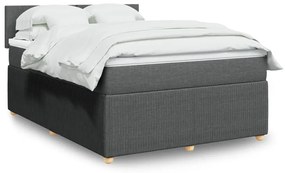 Κρεβάτι Boxspring με Στρώμα Σκούρο Γκρι 160x200 εκ Υφασμάτινο