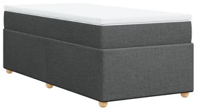 vidaXL Κρεβάτι Boxspring με Στρώμα Σκούρο Γκρι 90x190 εκ. Υφασμάτινο