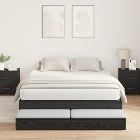 vidaXL Κρεβάτι Αποθήκευσης Μαύρο Δρυς 150x200 εκ
