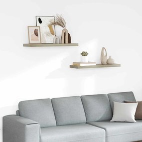 vidaXL Ράφια Τοίχου 2 τεμ. Χρώμα Δρυός 80x23,5x3,8 εκ. MDF