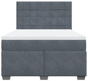 Κρεβάτι Boxspring με Στρώμα Σκούρο Γκρι 160x200 εκ. Βελούδινο - Γκρι