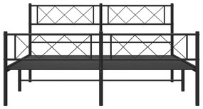 vidaXL Πλαίσιο Κρεβατιού με Κεφαλάρι&Ποδαρικό Μαύρο 150x200εκ. Μέταλλο