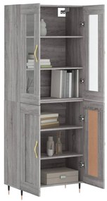vidaXL Ντουλάπι Γκρι Sonoma 69,5 x 34 x 180 εκ. Επεξεργασμένο Ξύλο