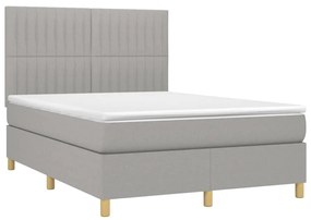 vidaXL Κρεβάτι Boxspring με Στρώμα Ανοιχτό Γκρι 140x200 εκ. Υφασμάτινο