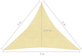 Πανί Σκίασης Μπεζ 3 x 3 x 3 μ. από HDPE 160 γρ/μ² - Μπεζ