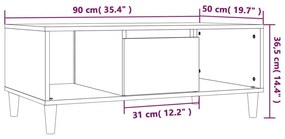 Τραπεζάκι Σαλονιού Sonoma Δρυς 90x50x36,5 εκ. Επεξεργασμ. Ξύλο - Καφέ