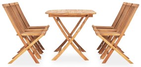 vidaXL Σετ Τραπεζαρίας Εξ. Χώρου Πτυσσόμενο 7 τεμ. από Μασίφ Ξύλο Teak