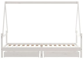 vidaXL Πλαίσιο Παιδικού Κρεβατιού Συρτάρια Λευκό 90x200εκ. Ξύλο Πεύκου