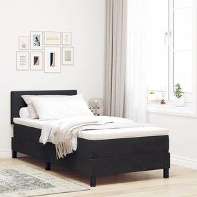 κρεβάτι Box Spring με στρώμα vidaXL Μαύρο 100x200 εκ Βελούδο