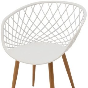 Καρέκλα Ezra pakoworld λευκό pp-πόδι φυσικό μέταλλο 62x42x82εκ