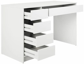 Τραπέζι γραφείου Comfivo 312, Με συρτάρια, Αριθμός συρταριών: 5, 75x120x55cm, 38 kg, Άσπρο, Γυαλιστερό λευκό | Epipla1.gr