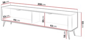 Τραπέζι Tv Kingston AC105, Γραφίτης, 200x52x38cm, 34 kg | Epipla1.gr