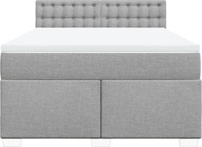 vidaXL Κρεβάτι Boxspring με Στρώμα Ανοιχτό Γκρι 140x200 εκ. Υφασμάτινο