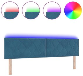 vidaXL LED κεφαλάρι Σκούρο Μπλε 180 cm Τεχνητό Δέρμα