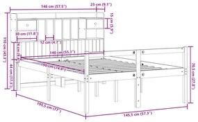 ΚΡΕΒΑΤΙ ΒΙΒΛΙΟΘΗΚΗ ΧΩΡΙΣ ΣΤΡΩΜΑ 140X190 ΕΚ ΜΑΣΙΦ ΞΥΛΟ ΠΕΥΚΟΥ 3322069