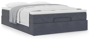 vidaXL Οθωμανικό κρεβάτι με στρώμα σκούρο γκρι 140x190cm Βελούδο