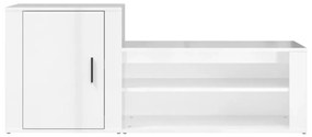 Παπουτσοθήκη Γυαλιστερό Λευκό 130x35x54 εκ. Επεξεργασμένο Ξύλο - Λευκό