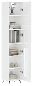 vidaXL Ντουλάπι Γυαλ. Λευκό 34,5 x 34 x 180 εκ. από Επεξεργασμένο Ξύλο