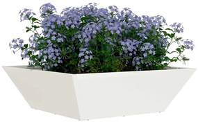 vidaXL Λευκή Γλάστρα Μπολ 50x50x15 εκ Ατσάλι