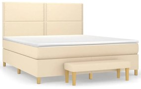 vidaXL Κρεβάτι Boxspring με Στρώμα Κρεμ 180x200 εκ. Υφασμάτινο