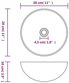 vidaXL Νιπτήρας Μπάνιου Στρογγυλός Σκούρο Καφέ Κεραμικός