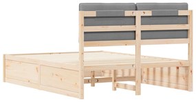 vidaXL Σκελετός Κρεβατιού με Επενδεδυμένο Κεφαλάρι Ανοιχτό γκρι