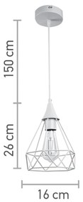 Κρεμαστό φωτιστικό από λευκό μέταλλο (4024-WH) - 4024-WH