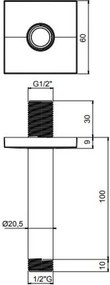 Almar E044077+R50812 Black Matt - Κεφαλή Ντους με Βραχίονα Οροφης
