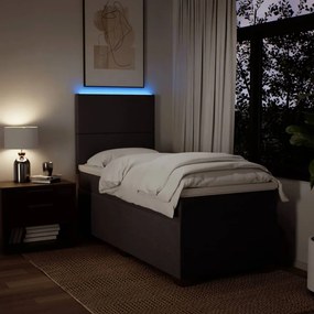 vidaXL Κρεβάτι Boxspring με Στρώμα Σκούρο Καφέ 90x190 εκ. Υφασμάτινο