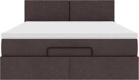 vidaXL Οθωμανικό κρεβάτι με στρώμα Σκούρο καφέ 140x200cm ύφασμα