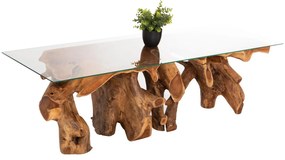 Τραπεζάκι σαλονιού ΡΙΖΑ C9396 από Ξύλο Teak με Γυαλί Ασφαλείας TOP 140x45x40Yεκ. 140x45x40 εκ.