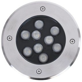 GloboStar UNDERGROUND-TINA 90669 Χωνευτό Φωτιστικό Σποτ Δαπέδου LED 12W 1260lm 30° DC 24V Αδιάβροχο IP65 Φ16 x Υ9cm Πολύχρωμο RGBW DMX512 - Ανοξείδωτο Ατσάλι - 3 Years Warranty