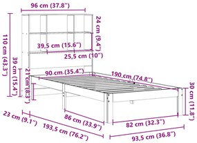 ΚΡΕΒΑΤΙ ΒΙΒΛΙΟΘΗΚΗ ΧΩΡΙΣ ΣΤΡΩΜΑ 90X190 ΕΚ ΜΑΣΙΦ ΞΥΛΟ ΠΕΥΚΟΥ 3322549