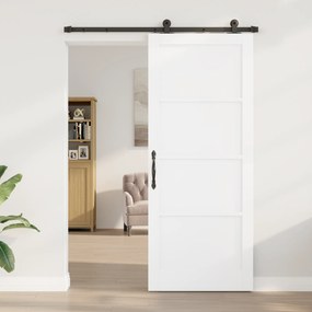 vidaXL Συρόμενη Πόρτα  με Σετ Εξαρτημάτων 'ORKDAL' Λευκή Συμπαγής Ξύλο Πεύκο