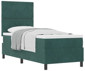 vidaXL Κρεβάτι με Στρώμα Ύψους 80x200 cm Σκούρο Πράσινο Βελούδο
