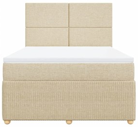 vidaXL Κρεβάτι Boxspring με Στρώμα Κρεμ 160x200 εκ. Υφασμάτινο