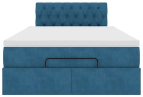 vidaXL Οθωμανικό κρεβάτι με στρώμα&LEDs Σκούρο μπλε 120x190cm Βελούδο