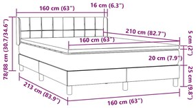 Κρεβάτι Boxspring με Στρώμα Ροζ 160x210 εκ. Βελούδινο - Ροζ