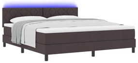 vidaXL Κρεβάτι με Στρώμα & Φωτισμό LED Σκούρο Καφέ 180x200 εκ. Υφασμα