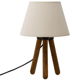 Table lamp PWL-1071 E27 off-white-walnut Φ22x32cm 22.5x22.5x32 εκ.