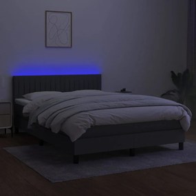 ΚΡΕΒΑΤΙ BOXSPRING ΜΕ ΣΤΡΩΜΑ &amp; LED ΣΚ.ΓΚΡΙ 140X190 ΕΚ ΥΦΑΣΜΑΤΙΝΟ 3133310