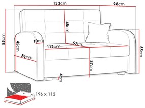 Καναπές κρεβάτι Columbus 115, Αριθμός θέσεων: 2, Αποθηκευτικός χώρος, 85x133x98cm, 57 kg, Πόδια: Ξύλο, Έπιπλα ήδη συναρμολογημένα, Ξύλο: Πεύκο