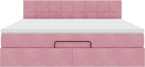 vidaXL Οθωμανικό κρεβάτι με στρώμα ροζ 160x200cm Βελούδο