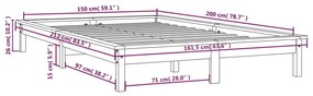 ΠΛΑΙΣΙΟ ΚΡΕΒ. ΜΑΥΡΟ 150X200ΕΚ ΜΑΣΙΦ ΞΥΛΟ ΠΕΥΚΟΥ 5FT KINGSIZE 820550